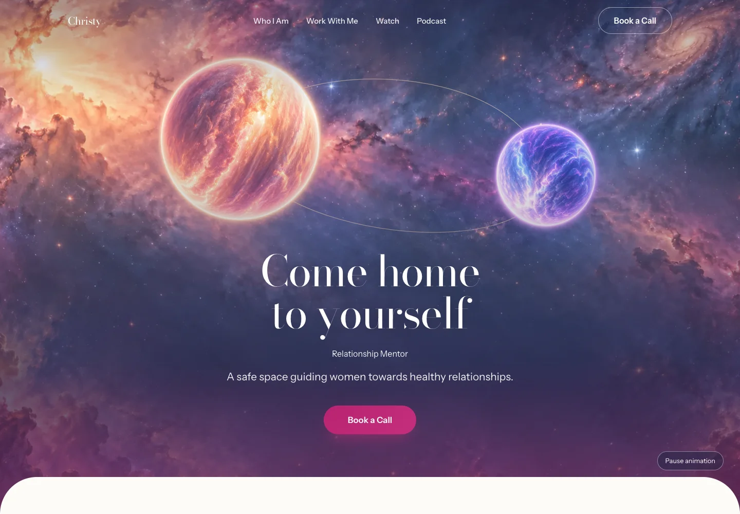 Love Abroad with Christy's galaxy and floating planets website